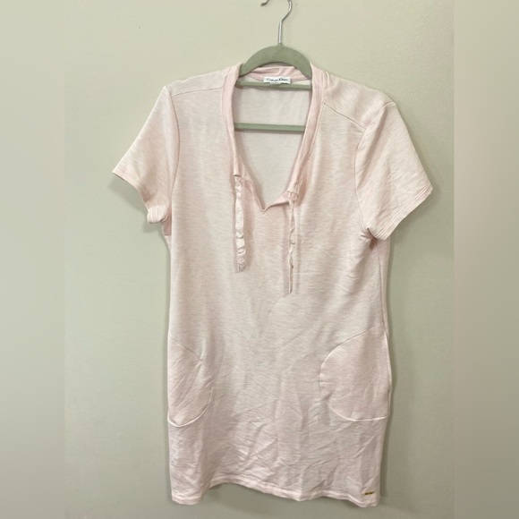 Women’s CALVIN KLEIN Pink Casual Athletic Clean Girl V Neck Dress Shirt Size L - Picture 2 of 12